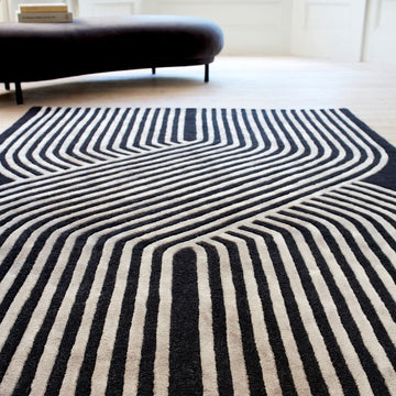 Matrix MAX98 Solsitice Modern Geometric Hand-Woven High-Density Soft Textured Shimmer Wool & Viscose Blend Deep Charcoal Grey/Gunmetal Grey/Soft Graphite Rug-Asiatic Carpets-Rug Love - The Most Loved Rug Store